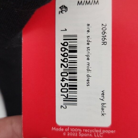 NWT SPANX AirEssentials Side Stripe Midi Dress Black White Medium Air Essentials - Picture 5 of 7